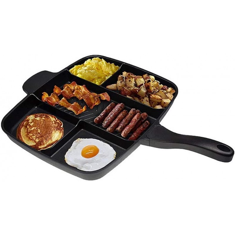 Poêle à frire 5 en 1 Poêle à petit-déjeuner divisée Poêle à griller divisée 5 sections Poêle à frire divisée polyvalente Poêle à