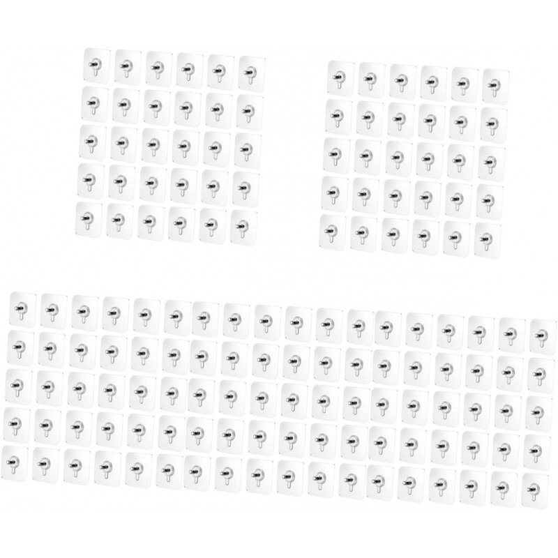 YHJZSM 120 pcs Marquage Non- Nail Sticky Rack Cuisine Autocollants Patchs Mur Réutilisable Transparent Cintres en Acier Trou
