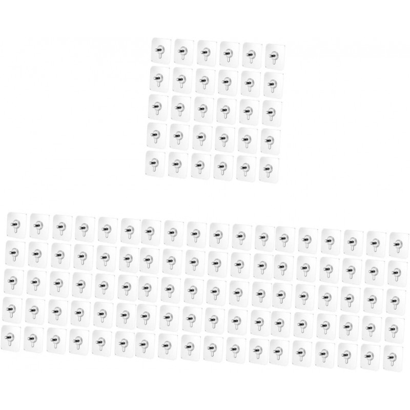 YHJZSM 120 pcs Marquage Non- Nail Sticky Rack Cuisine Autocollants Patchs Mur Réutilisable Transparent Cintres en Acier Trou