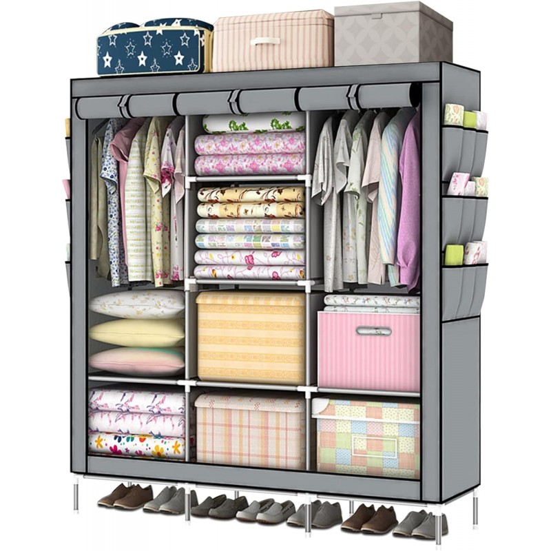 Grande armoire en tissu avec étagères suspendues