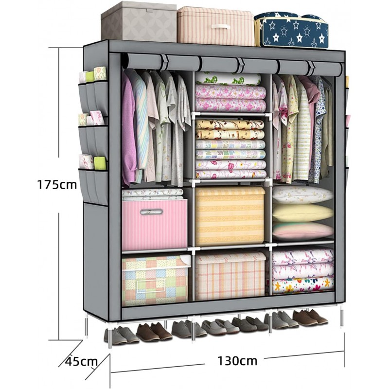 Grande armoire en tissu avec étagères suspendues