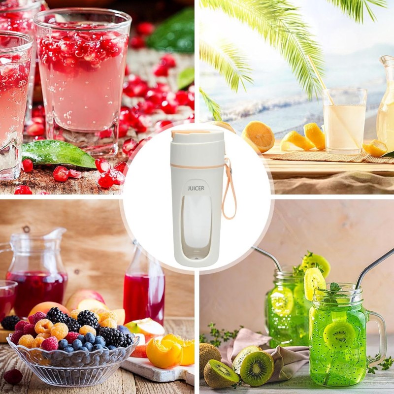 -mélangeur, 340ml jus Frais Voyage Personnel, jus Fruits Rechargeable par USB, mélangeur avec 8 Lames puissantes, Taille