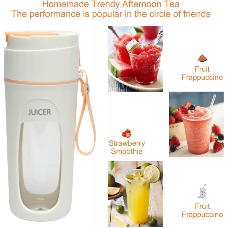 -mélangeur, 340ml jus Frais Voyage Personnel, jus Fruits Rechargeable par USB, mélangeur avec 8 Lames puissantes, Taille