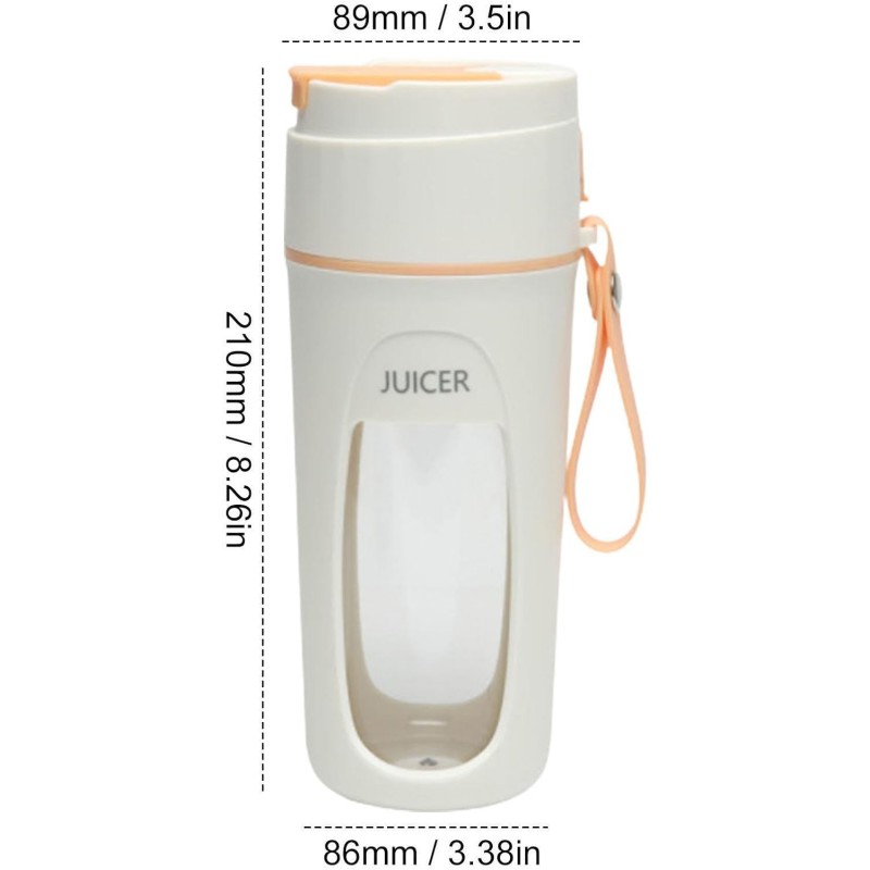 -mélangeur, 340ml jus Frais Voyage Personnel, jus Fruits Rechargeable par USB, mélangeur avec 8 Lames puissantes, Taille