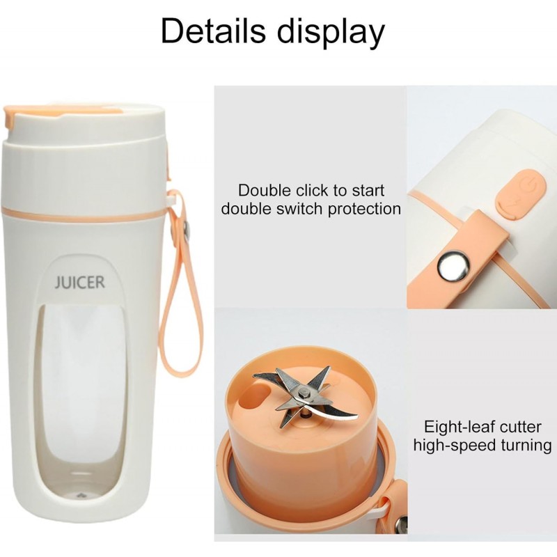 -mélangeur, 340ml jus Frais Voyage Personnel, jus Fruits Rechargeable par USB, mélangeur avec 8 Lames puissantes, Taille
