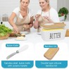 Beurrier avec couteau, boîte à beurre en céramique avec couvercle d'étanchéité double couche en silicone